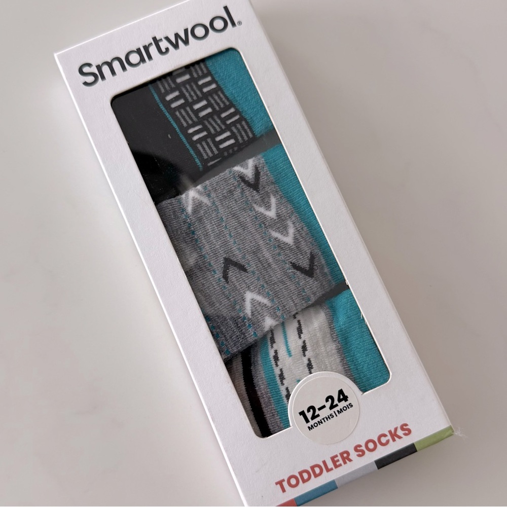 NEW Smartwool Toddler Socks • 12-24 months • Blue and Gray